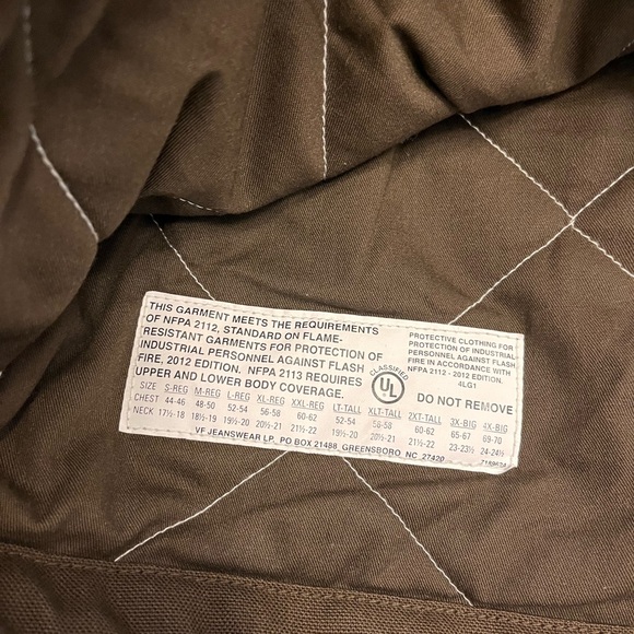 NWOT Wrangler Men's Flame Resistant Jacket - Brown, Large Tall - Picture 6 of 11